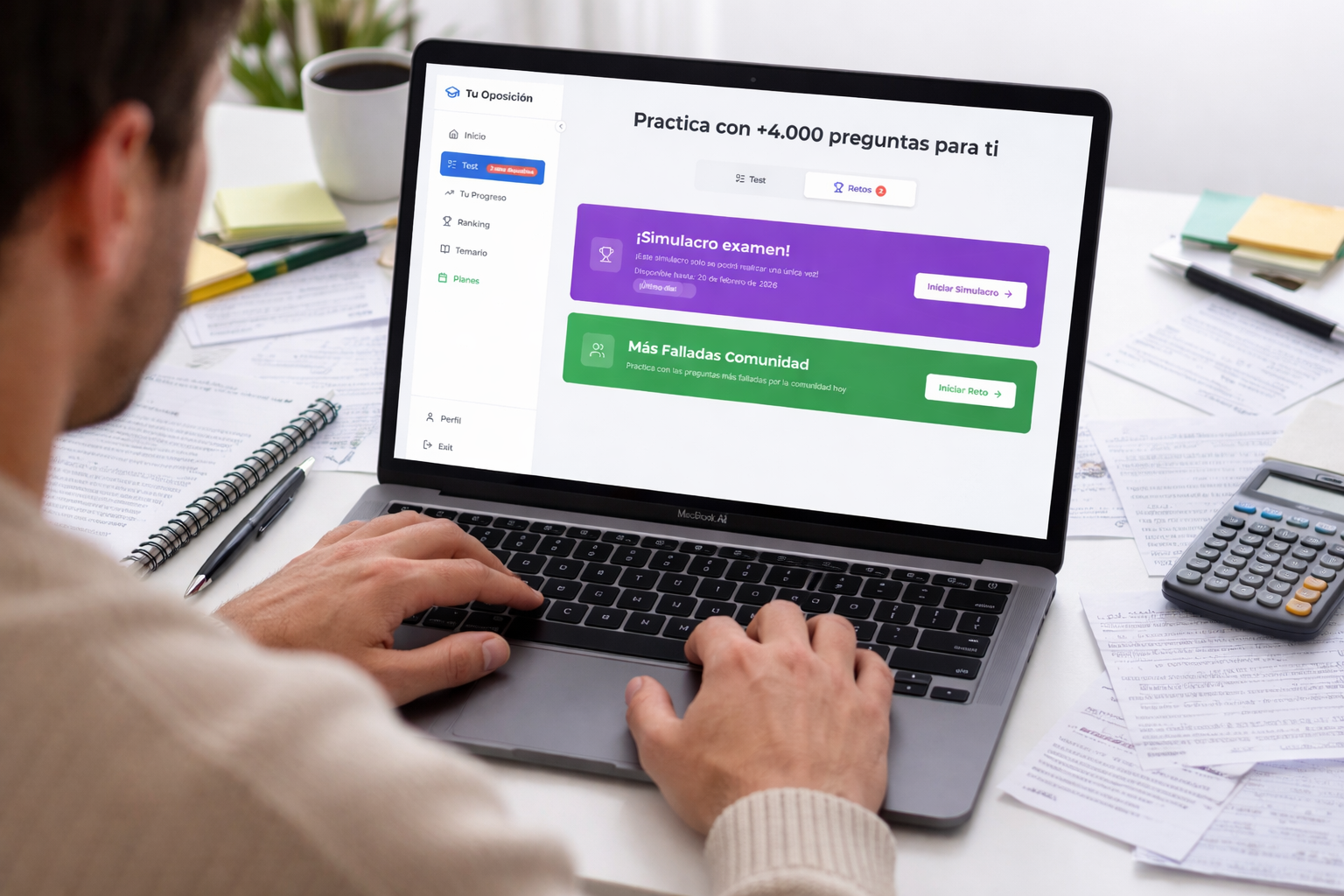 Simulacre amb temporitzador i percentatge de nota